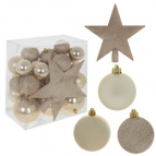 Украшение новогоднее "Шар и звезда", набор из 30 шт + 1 звезда, D20/8/6/5/4/3 см Полимерный материал