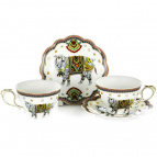 SQUARE GIFT BOX, набор чайный (4) 2 чашки 300мл + 2 блюдца, JADE PORCELAIN, подарочная квадратная упаковка