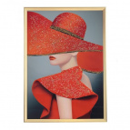 Панно "Девушка в красной шляпе", L51 W2,5 H71 см