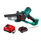 ЗУБР мини-пила цепная аккумуляторная 20 В, 100 мм шина, 1 АКБ LMS (2 Ач) (ПЦА-2010-21)