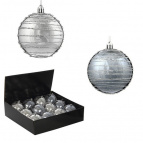 Украшение новогоднее Шар "Спираль серебристая", набор из 12 шт, D10 см. Полимерный материал