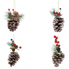 Новогоднее украшение Шишка, H17 см, 4в. (без инд.упаковки)