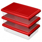 Комплект контейнеров для продуктов "Asti" прямоугольных 0,75л х 3 шт. (красный)