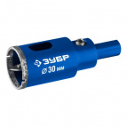 ЗУБР АГК Алмазная коронка d 30 мм (центр. сверло, трехгр. хвост, Р60) (29850-30)