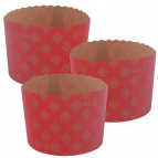 Форма для выпечки кулича бумажная "Пасхальная красная". Набор 3 шт. Диаметр 11см, высота 8,5см. NEW