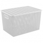 Корзинка "Вязь" 14л 350х245х205 мм с крышкой (белый)