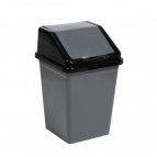 Ведро для мусора с подвижной крышкой 16л квадратное (серо/черный)