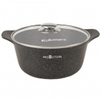 Кастрюля а/пр литая 3,0л стекл/кр Темный мрамор индукция ТМ KUKMARA