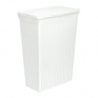 Корзина для белья "Лофт" узкая с крышкой 50л (белый)