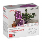 VEGAS Электрогирлянда Нить с Хлопковыми шарами 10 розовых LED ламп, прозрачный провод, мерцание, 1,5  м + 0,5 м шнур, 2*АА( не в комплекте) / 20