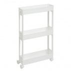 Этажерка узкая 3-х ярусная на колесах (белая)