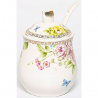 МЭРИДИТ, баночка д/меда 320мл с/крышкой и ложкой, NEW BONE CHINA, цветная упаковка