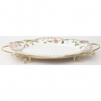 СТЕФАНИЯ, блюдо овальное 305мм на метал.подставке,  NEW BONE CHINA, цветная упаковка