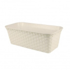 Балконный ящик "Ротанг" 43см с дренажем (слоновая кость)