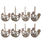 Набор из 8-ми изделий декоративных подвесных "Курица/Петух" (6*05*6), L12,5 W12,5 H1,5 см