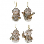 Фигурка декоративная подвесная "Снеговик", L4 W4 H5,5 см, 4в.