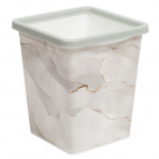 Ведро для мусора с фиксатором квадратное 14л с декором "Белый Мрамор"