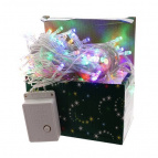 Электрогирлянда комнатная, L14,5м, 140 разноцветных LED ламп 5,5W, 8 реж.свеч, шнур зел. 1,5 м, IP20