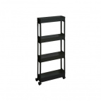 Этажерка узкая 4-х ярусная на колесах (черный)