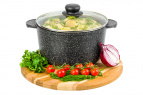 Кастрюля 3 л ГАРМОНИЯ ВКУСА "Черный мрамор" С КРЫШКОЙ ф20, 26,5*21*16 см