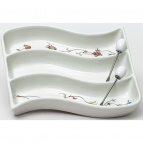 ЛАТОНА ПЕРСИЯ, набор д/оливок (3) блюдо + 2 вилочки, NEW BONE CHINA, цветная упаковка