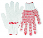 Перчатки ЗУБР "МAСTEP" трикотажные, 7 класс, х/б, с защитой от скольжения, S-M