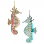 Украшение новогоднее "Морской конек", L7 W4 H13,5 см, 2в.