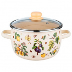 Кастрюля эмал сфер Фруктовый сад 3,0л стекл/кр ТМ Appetite