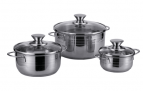 93-BIMv-257 Набор кастрюль 6 пр. со стек. крышками 0,7л/1,5л/3л Linea BIMBO vitro