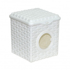 Контейнер для мелочей "Ротанг" 3л с иллюминатором (белый)