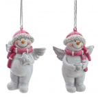Фигурка декоративная подвесная "Снеговик", 2в., L4,5 W3,5 H6,5