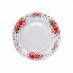 Тарелка мелкая 200 мм Розовые розы бортовая Гладкий край