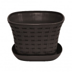 Кашпо квадратное "Ротанг" 1,2 л  с поддоном (венге)