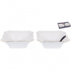 Грация, набор 2 фигурных салатника 16см, new bone china, декор белый с золотом, цветная упаковка pvc