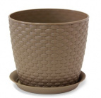 Кашпо РОТАНГ D180мм 3л с поддоном (Бежевый ротанг)