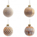 Украшение новогоднее "Шар", L6 W6 H8 см, 4в.   Стеклянный