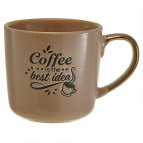 Ф11-086L1 Кружка "Coffee is the best idea" (400 мл)  в цветной коробке, коричневый  (48)
