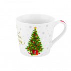 Кружка "Праздничная ель" 13*9,7*9 см 380 мл с золотом, NEW BONE CHINA