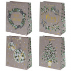 Пакет подарочный (бумага 210г/м2, блок 12шт), L26 W12 H32 см, 4в.