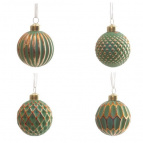 Украшение новогоднее "Шар", L6 W6 H8 см, 4в.   Стеклянный