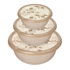 Комплект мисок "Palermo" 3 шт. (1,2л+2,1л+3,2л) с крышками с декором (бесцветный флэк)