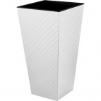 Горшок для цветов InGreen Manhattan CUBE 300х300х564мм 34л c дренаж. вставкой белоснежный жасмин