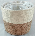 Набор корзин плет. (рогоз): D24xH18 BD18, D19xH15 BD13, D15xH12 BD11, 3 шт., натур./бел (ш/к 8354)