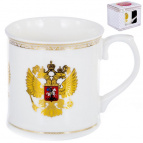 кружка 400мл, NEW BONE CHINA, национальная символика с золотом,  подарочная упаковка