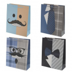 Пакет подарочный (бумага, плотность 210г/м2, блок 12шт), L26 W10 H32 см