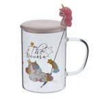 Кружка с крышкой и ложкой 450 мл, L8 W8 H11 см