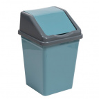 Ведро для мусора с подвижной крышкой 16л квадратное (бирюзово-синий/серый)