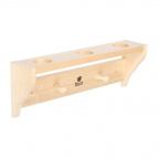 Полка для веников 3 отверстия (D=5см), с вешалкой 2 рожка, 43,5х15х9 см, липа "Банные штучки" / 4