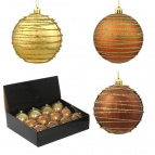 Украшение новогоднее Шар "Спираль золотистая", набор из 12 шт, L35 W27 H8 D8 см. Полимерный материал