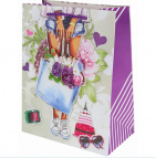 Пакет подар.с мат.лам.,глит.и 3Dэлем.,Dream cards  30*41.5*12см(XL),Отдых в Париже,210г ППК-3603